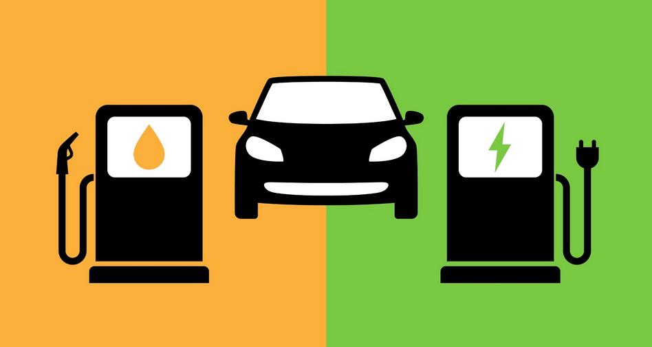 Car between diesel and electric charging